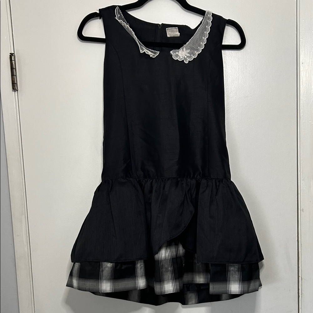 Black Sleeveless Dress with Plaid Skirt Cosplay Anime Costume K Pop J pop